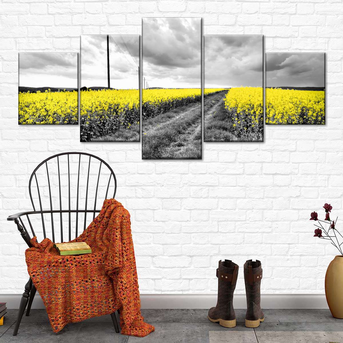 Pop Yellow Flower Field Wall Art