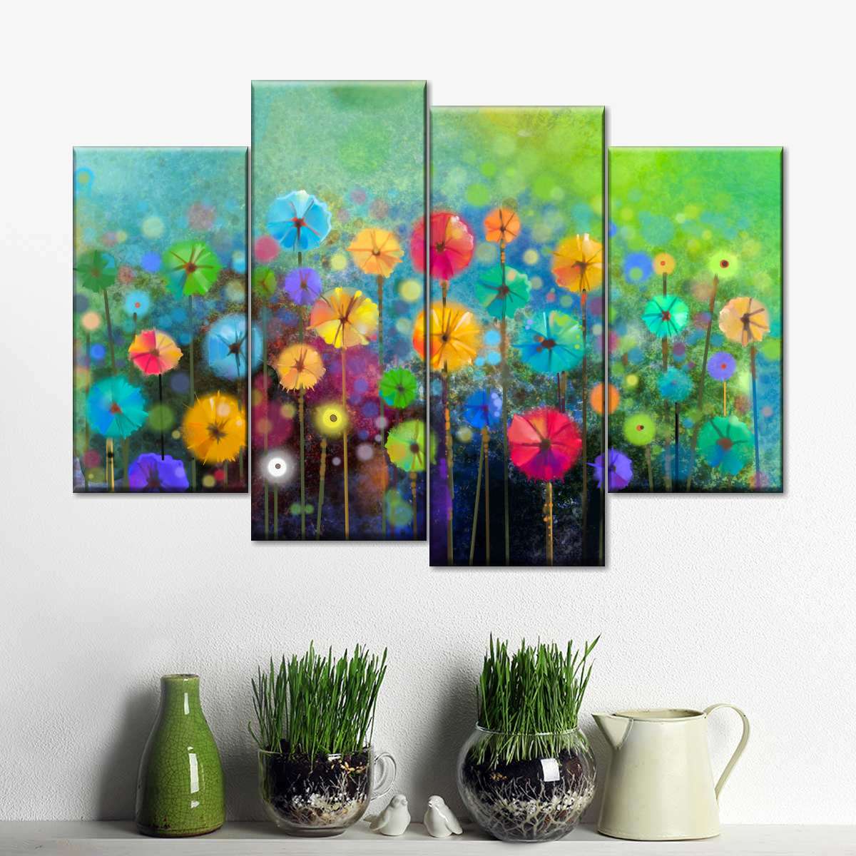 Rainbow Flowers Wall Art