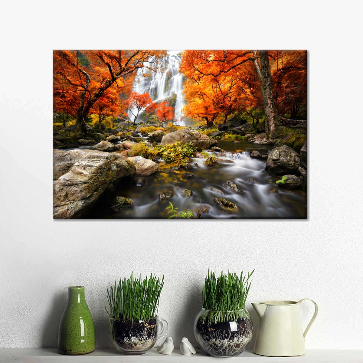 Stunning Autumn Waterfall Wall Art