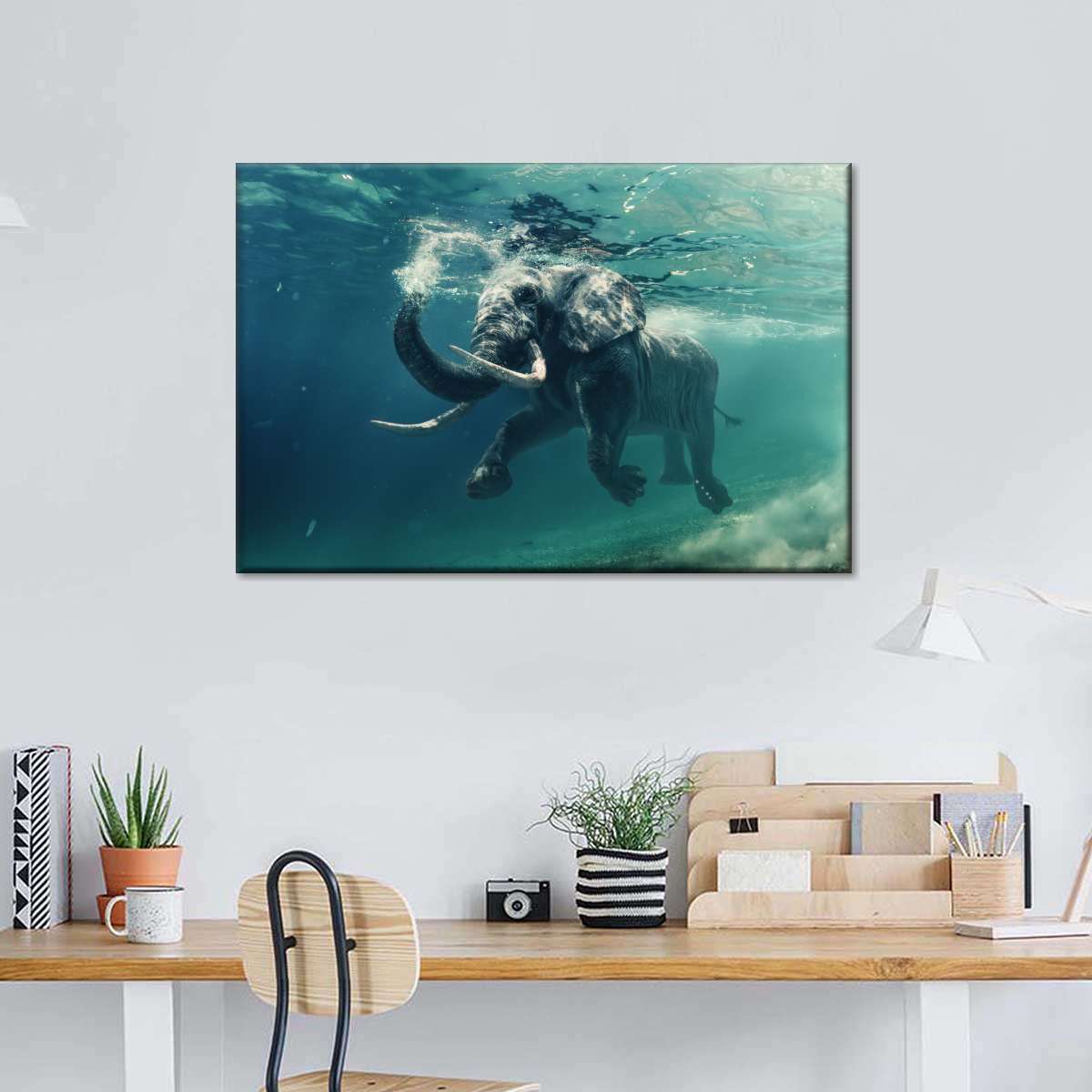 Swimming Elephant Wall Art