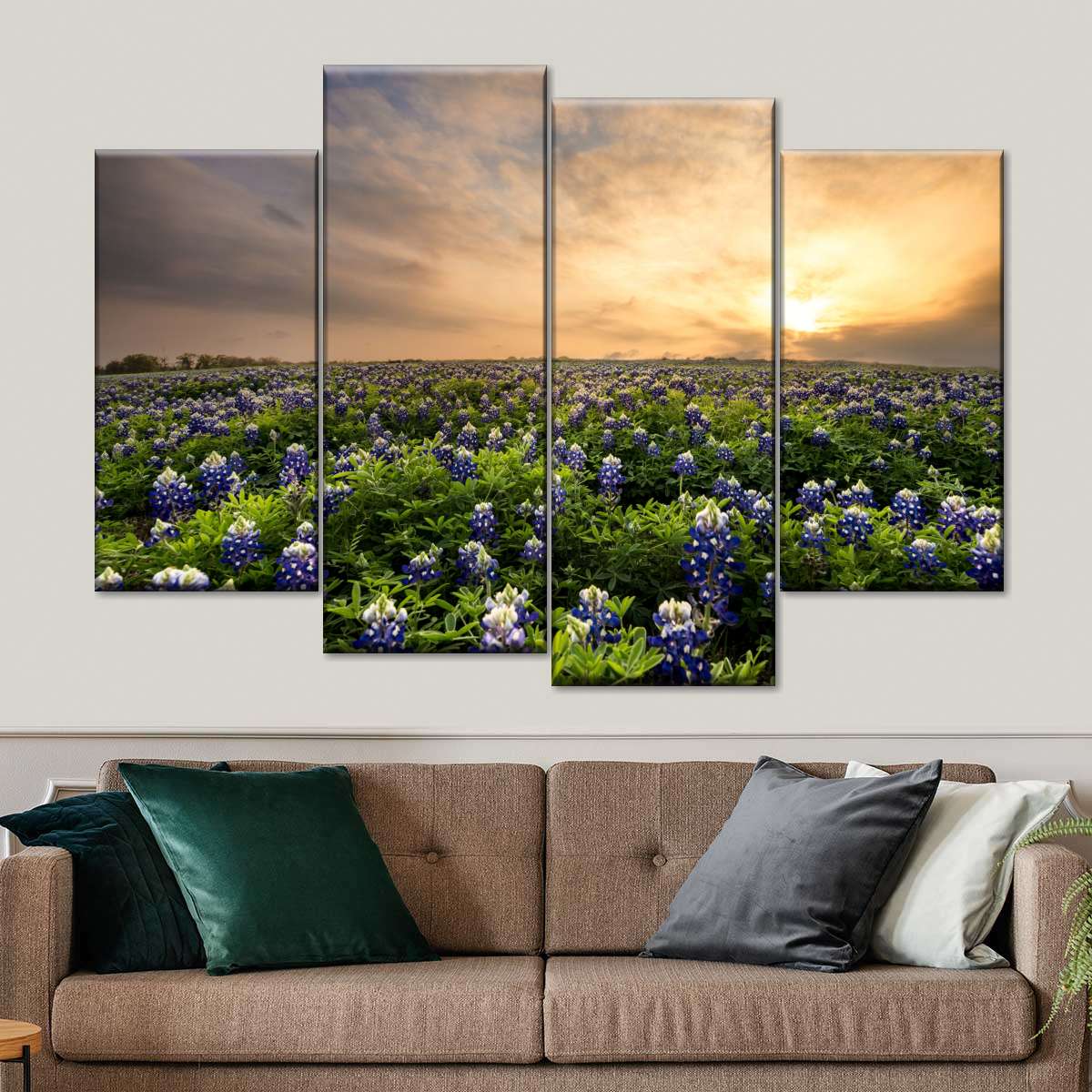 Bluebonnets At Sunset Wall Art