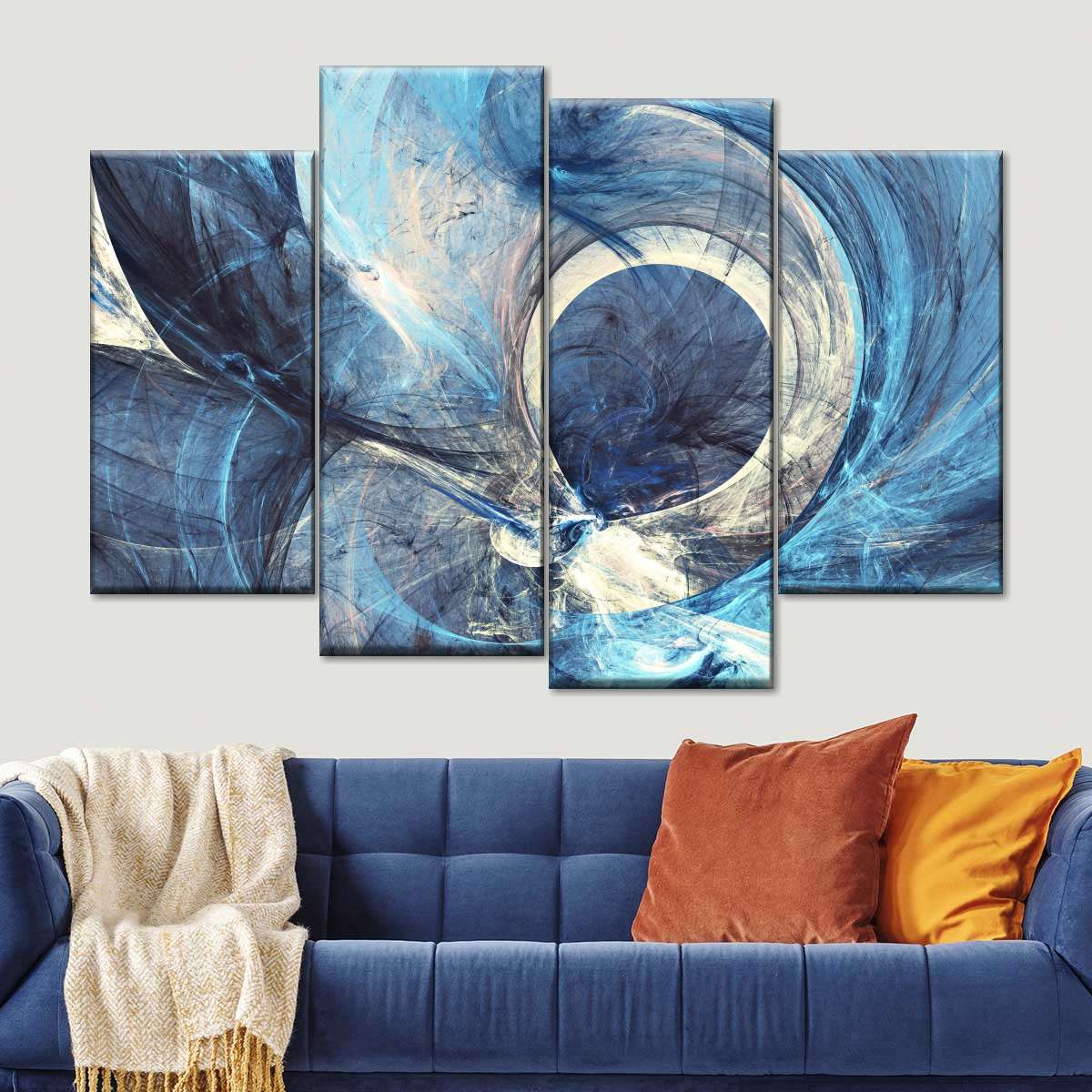 Ocean Line Swirls Abstract Wall Art