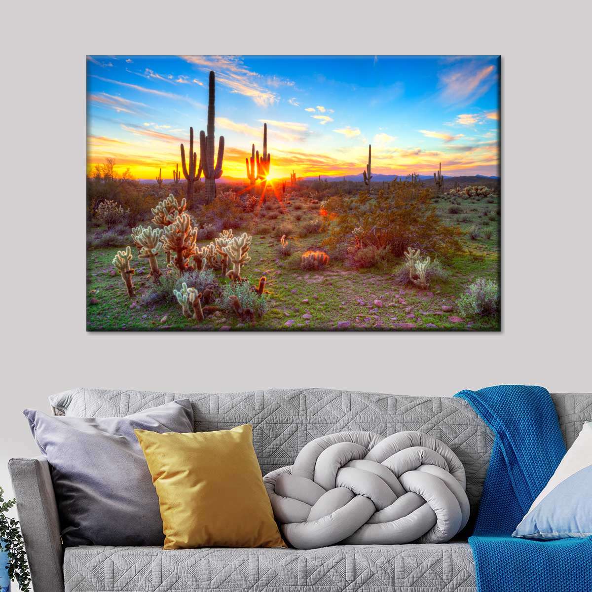 Desert Cactus Sun Ray Wall Art