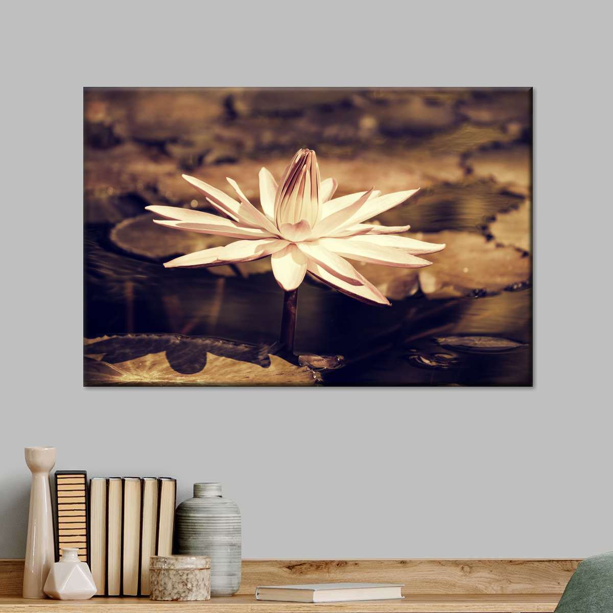 Sepia Lotus Flower Wall Art