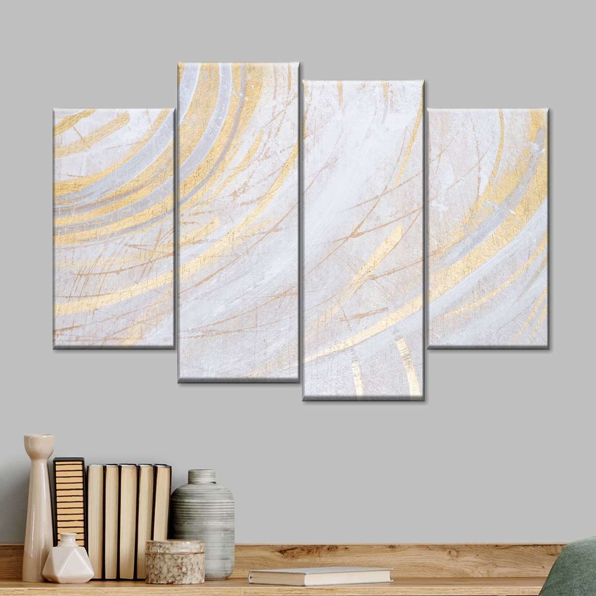 White And Gold Abstract Wall Art